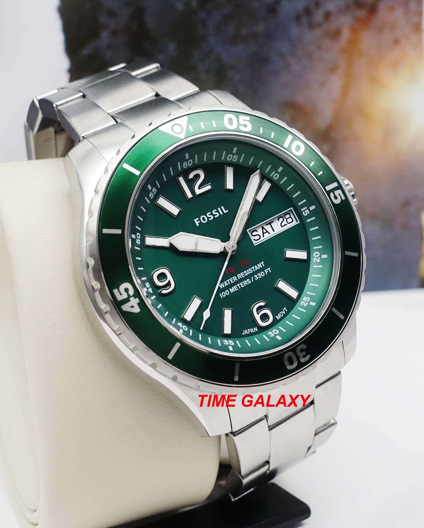 Fossil FS5690 green dial 48 mm diameter