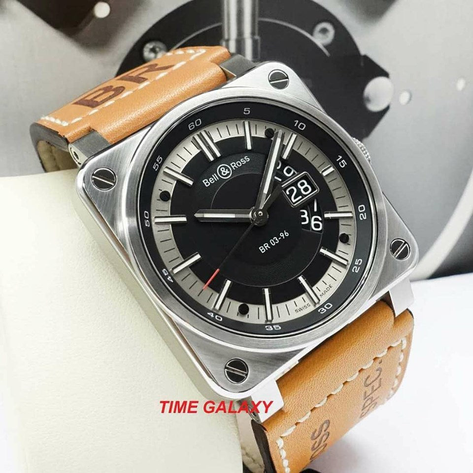 Bell & Ross BR03-96 used watch with calfskin leather excellent condition